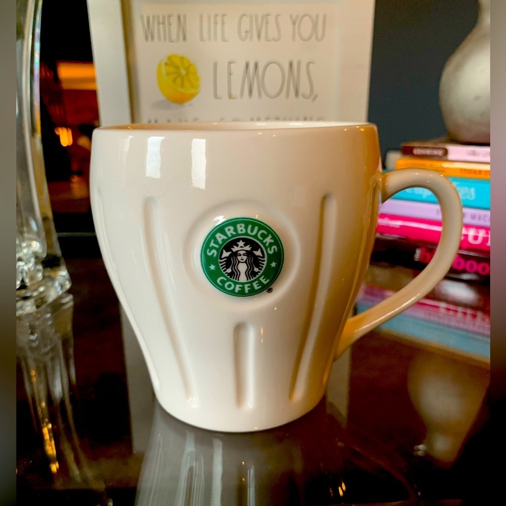 Starbucks 2003 Barista Pleated Logo Mug Siren/Mermaid, White, 18 fl oz.